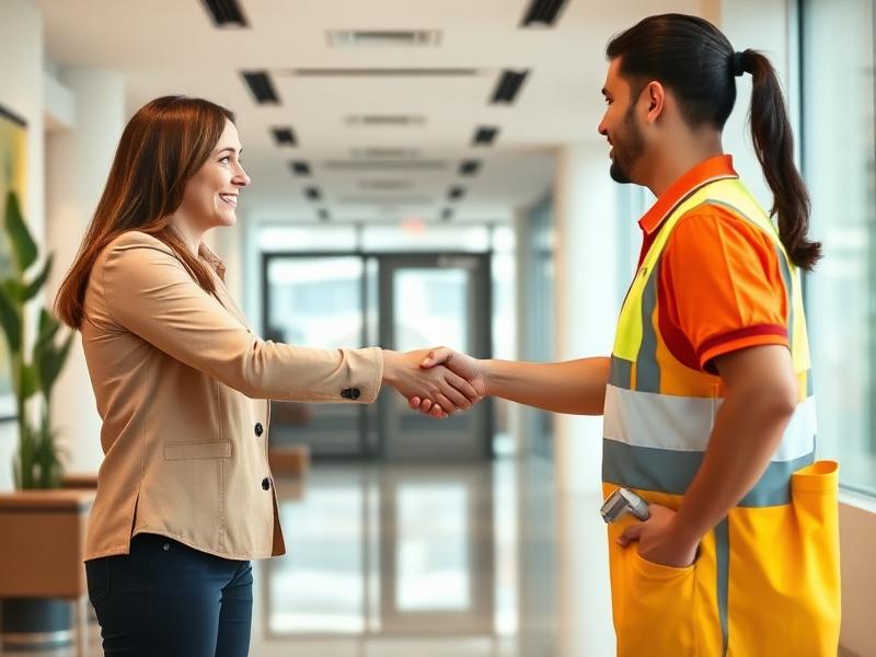Handshake between client and cleaning supervisor